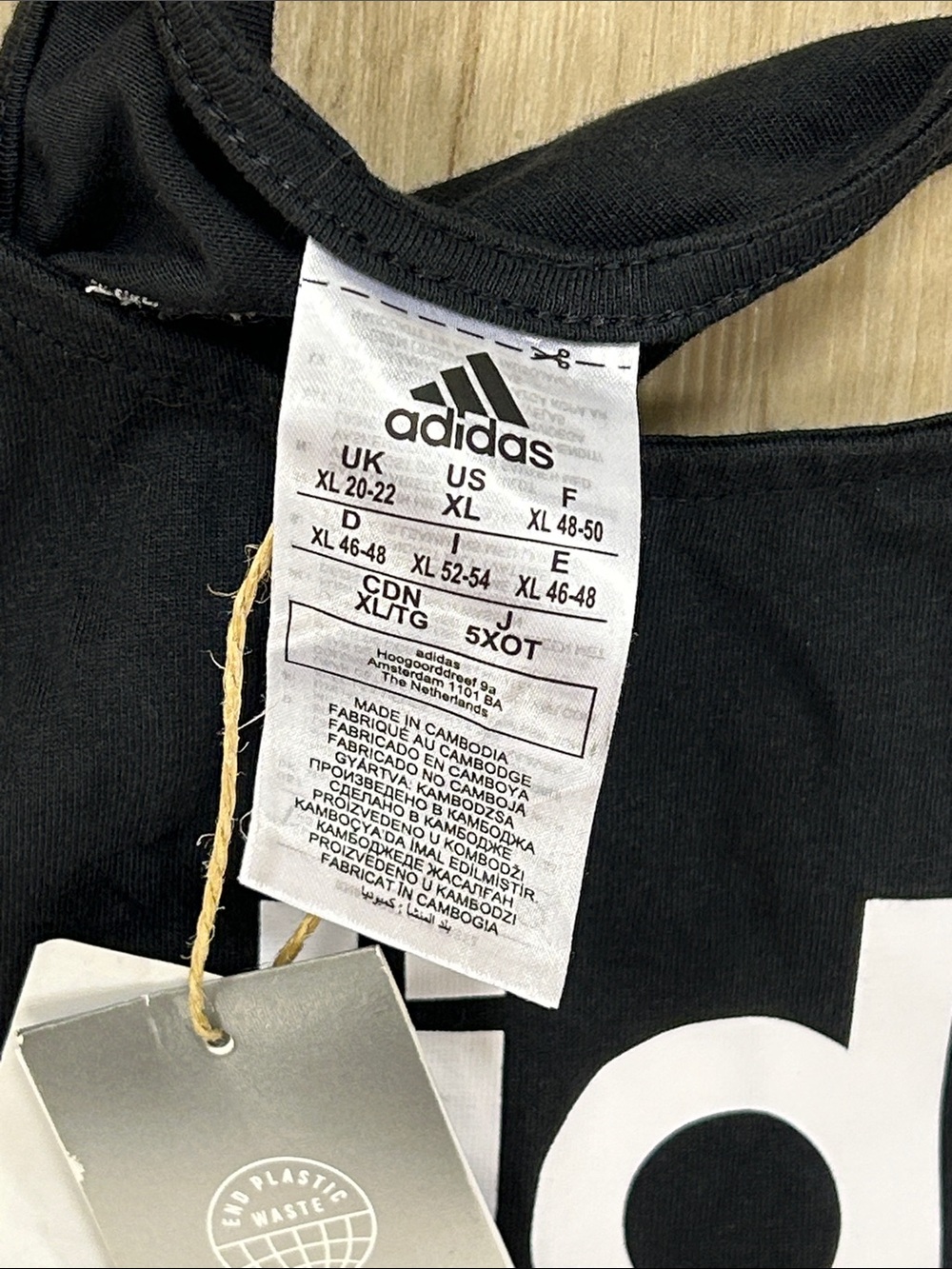 adidas Black Racerback Tank with White Logo image 2